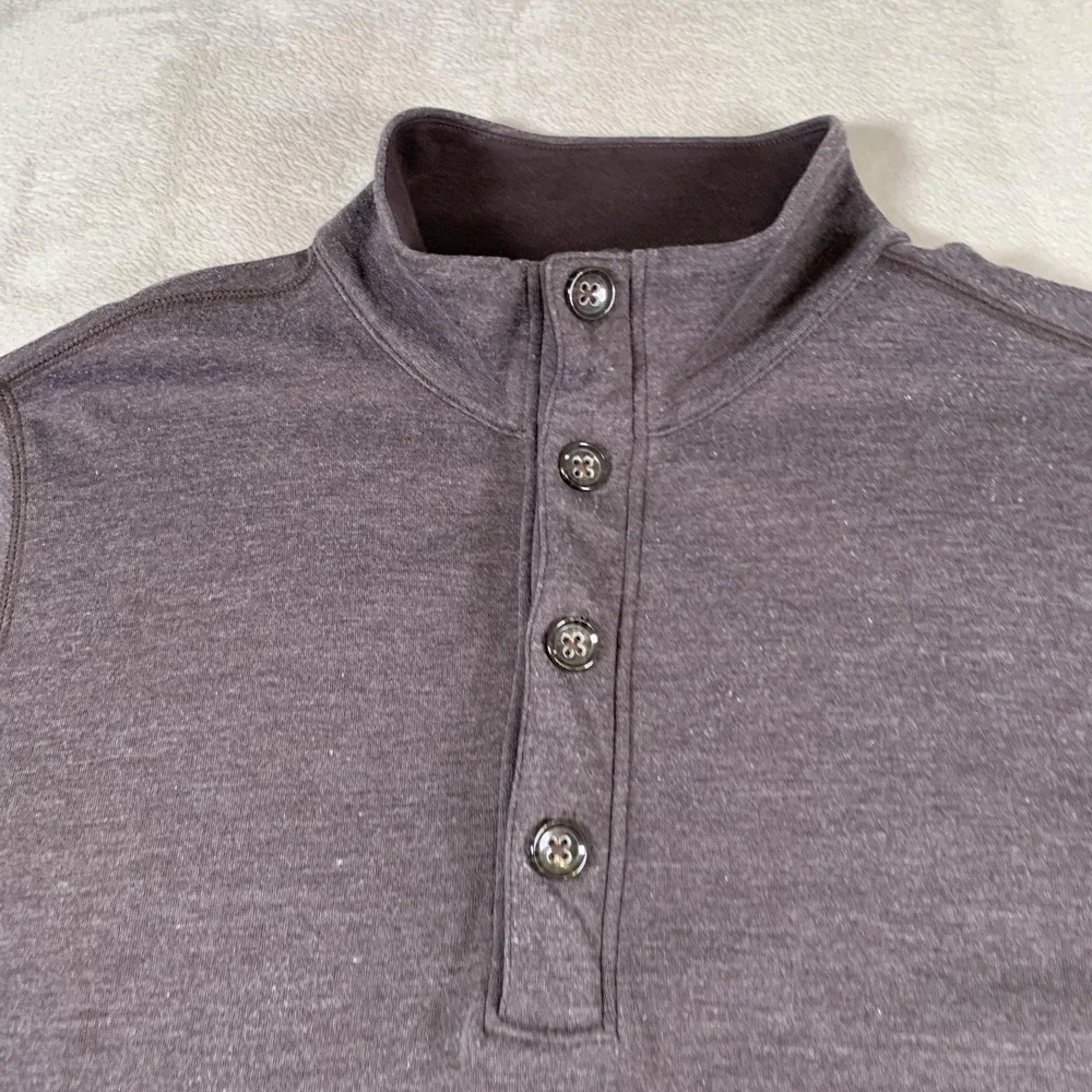 Banana‎ Republic Pullover Sweater Mens Large Purple Button Mock Neck Long Sleeve